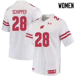 Women's Wisconsin Badgers NCAA #28 Brady Schipper White Authentic Under Armour Stitched College Football Jersey PN31T58VL